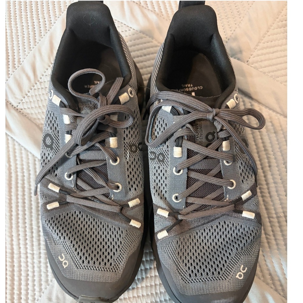 On Cloudsurfer Trail Running Shoes Grey Black Women 8 CloudTec Athletic Gorpcore